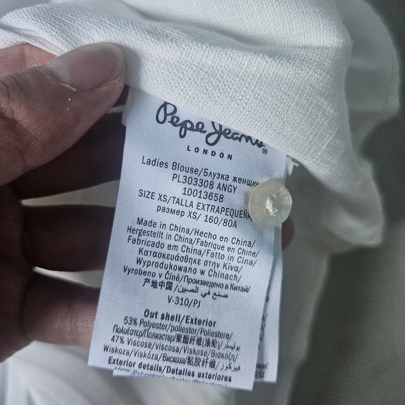 PEPE JEANS White Button Up Mesh Details Cottagecore Boho XS - Picture 10 of 11